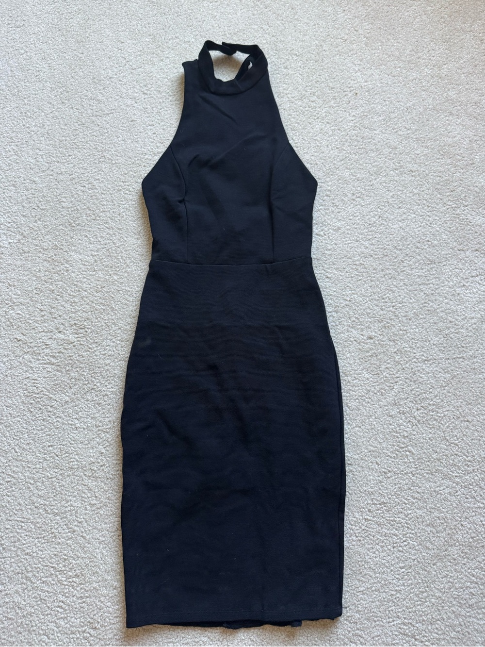 Lulus Black Bandage Bodycon Midi Dress Strappy Open Back Halter Small